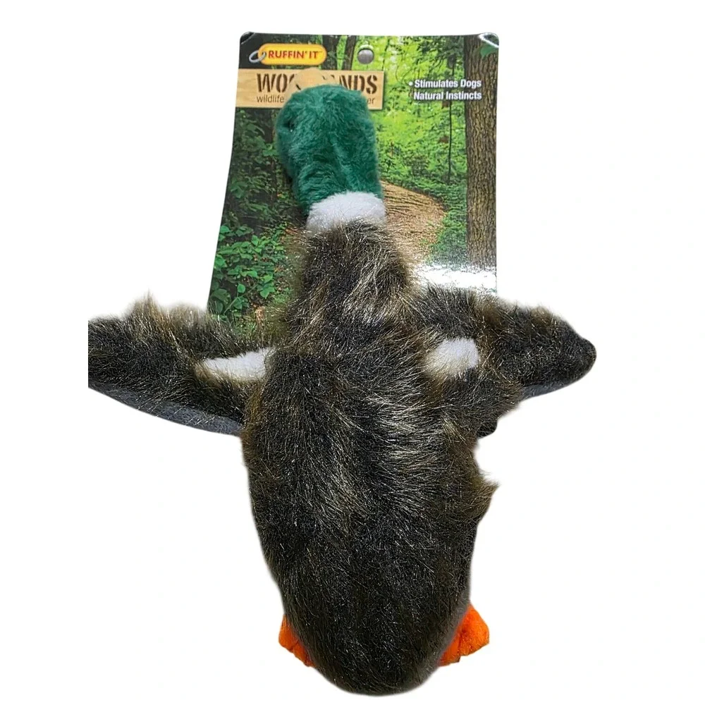 Ruffin It Woodlands Mallard Duck Squeaky Plush Dog Toy Realistic Wildlife NEW